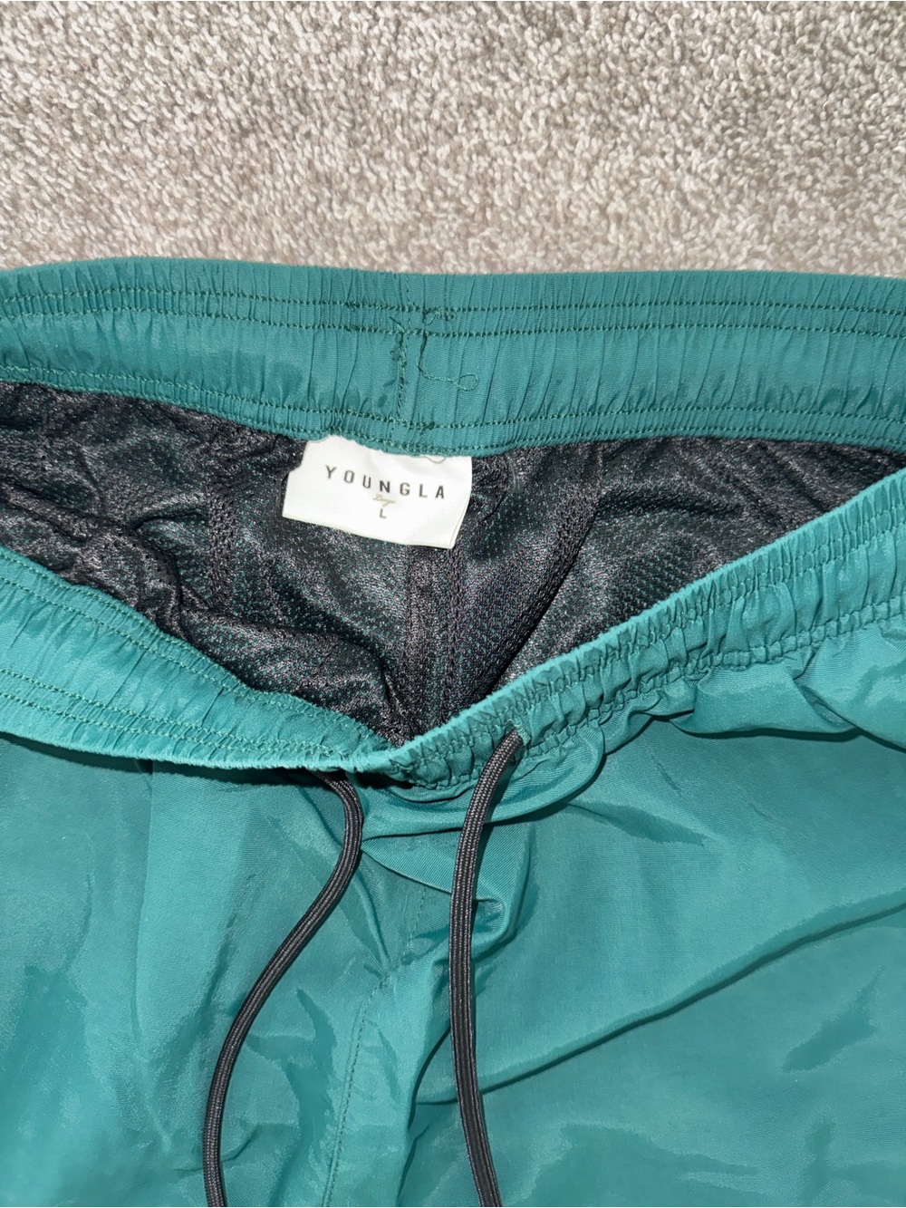 YoungLA Teal Track Pants with White Side Graphic - Picture 4 of 4